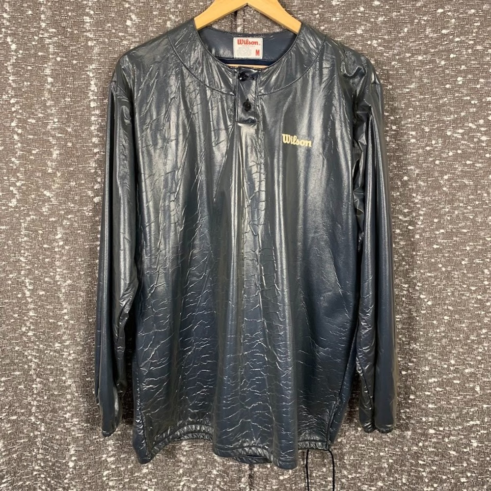 Vintage Wilson‎ Pullover Windbreaker Jacket Button Collar Men's Medium